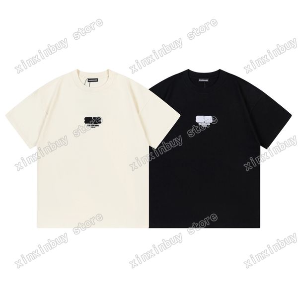 

xinxinbuy men designer tee t shirt paris double letter embroidery short sleeve cotton women gray white black xs-2xl, Black;brown