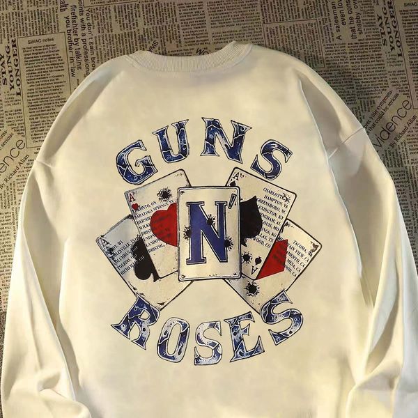 

designer loose hoodies streetwear sweatshirts fashion poker pattern for men and women couple style, Black