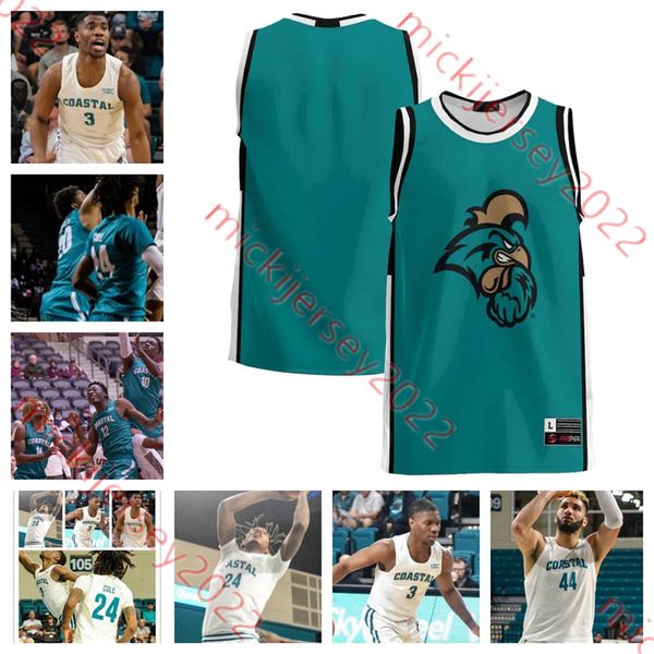 

ccu stitched custom mens basketball youth vince cole ebrima dibba essam mostafa garrick green rudi williams kevin williamson deshawn thomas, Black