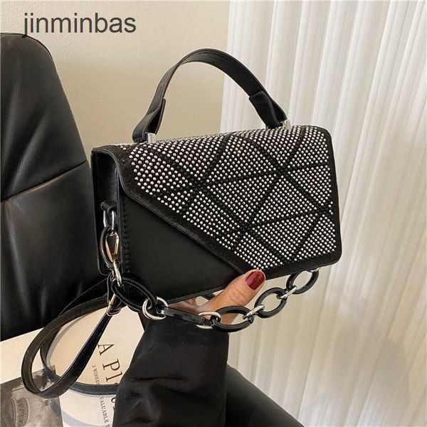 

2023 new drill bag 80% discount wholesale and retail small versatile red square rhintone h women's shiny single shoulder msenger