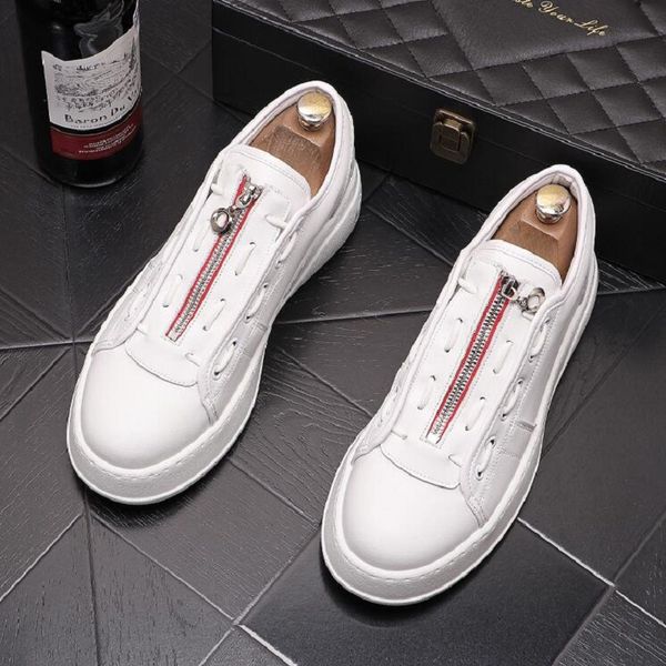

men's luxury designer shoes zipper white black thick bottom shoes rock punk sport walking sneakers zapatos hombre da012