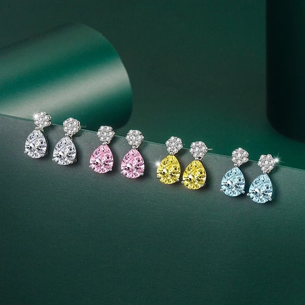 

european and american stud new imitation moissanite 925 silver needle fashion drop earrings gift jewelry manufacturers spot wholesale, Golden;silver