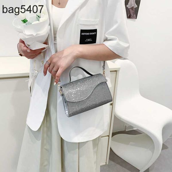 

2023 fashion diamond bag 80% discount wholesale and retail one shoulder msenger sequins small square hand summer new women's