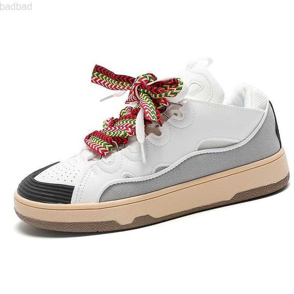 

designer dress shoes fashion brand lanvins curb painted low sneakers men women thick soles catwalk stitching embossed leather rubber platfor, Black