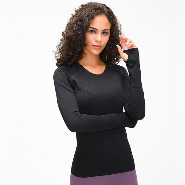 

yoga outfit elastic gym shirts lu-97 long sleeve women slim mesh running sport jacket quick dry black fitness sweatshirts 213t