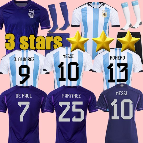 

2022 argentina soccer jersey 3 stars romero dybala fans player version aguero maradona football shirt men kids women kits argentine di maria, Black;yellow