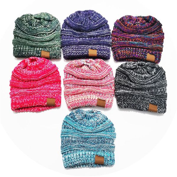 

kids autumn winter wool cap two color perforated horsetail soft skin friendly warm, Yellow