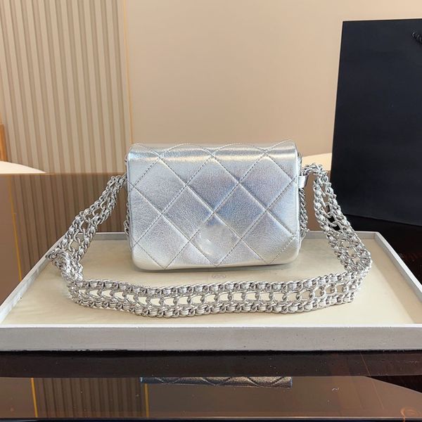 

22s vintage silver chain quilted shoulder bags classic full flap clutch pouch with turnlock metal hardware purse large capacity outdoor saco