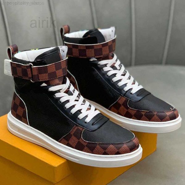 

high-r shoes winter black brown fashion casual all-match white sole pvc upper with color letter printing stitching lattice