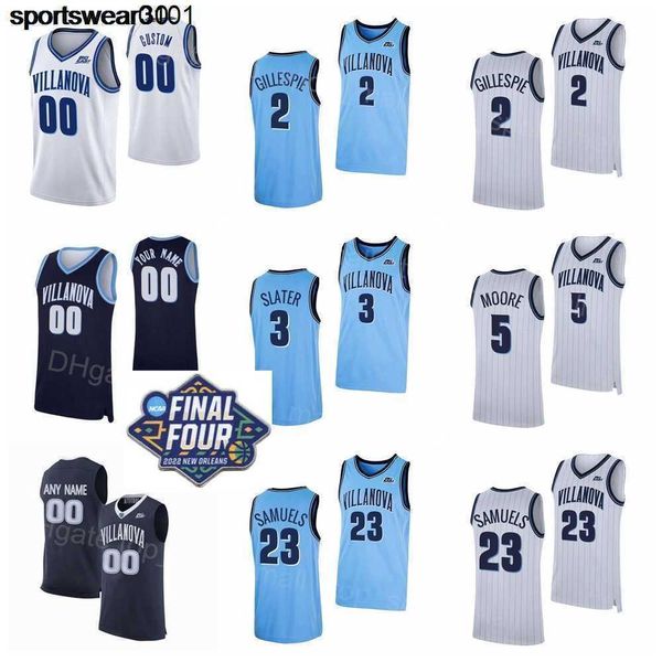 

ncaa final four college villanova wildcats 2 collin gillespie jersey basketball 5 justin moore 23 jermaine samuels 14 caleb daniels 3, Black;red