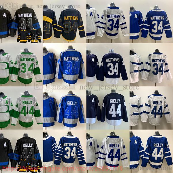 

movie college ice hockey wears jerseys stitched 34austonmatthews 44morganrielly reverse retro men youth women blank jersey, Black