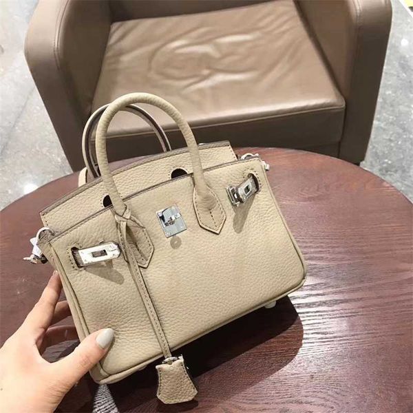 

designer bags birkin herme hands classic lychee grain silver button cowhide hand one shoulder messenger women's small mini 20 inches