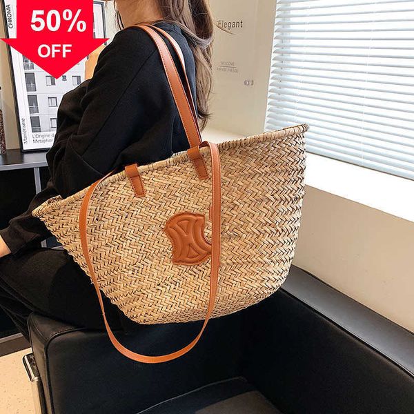 

designer bag new lafite straw women's triumphal arch woven pink holiday beach one shoulder messenger basket factory direct sale purses