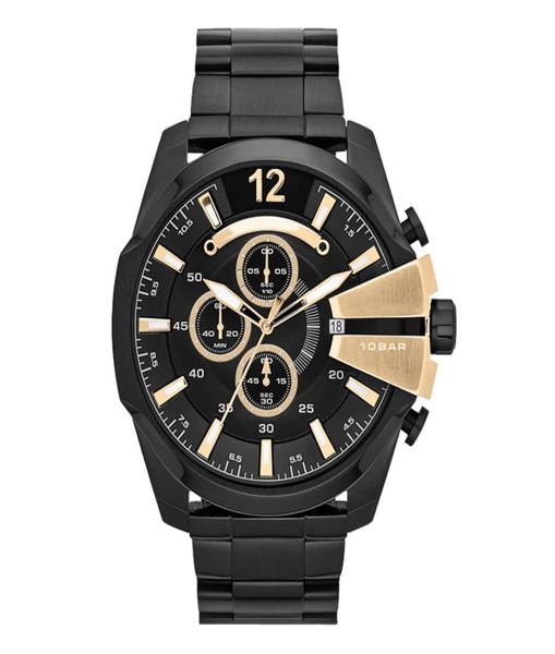 

fashion brand men big case mutiple dials stainless steel band date quartz wrist watch 43383030040, Slivery;brown