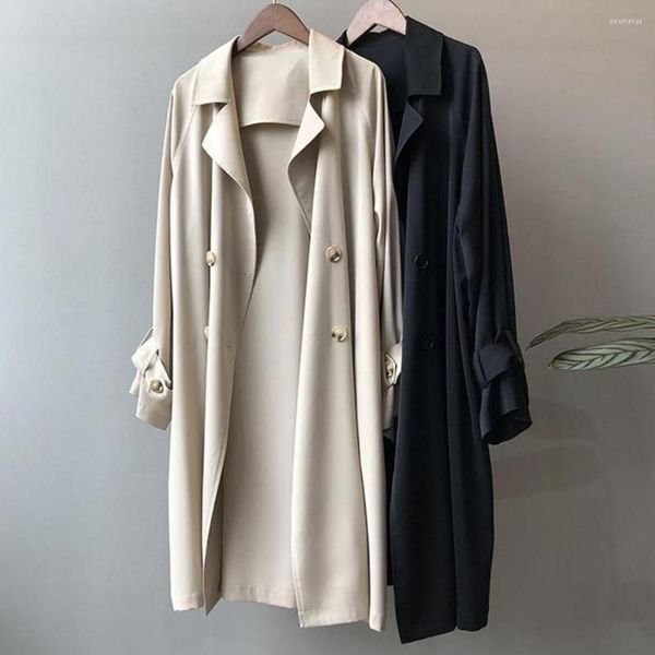 

new fashion women's trench coats streetwear fashionable sleeve belt elegant autumn coat western style women jacket solid color for shop, Tan;black