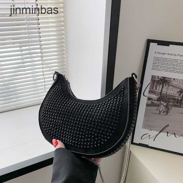 

2023 new drill bag 80% discount wholesale and retail summer niche dign fashion women's rhintone personality chain msenger shoulder armp