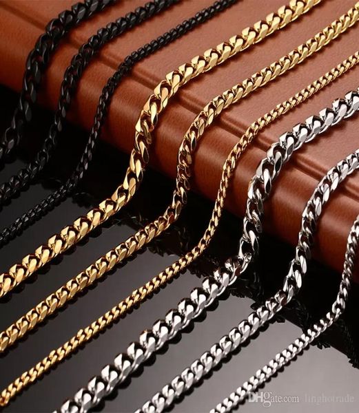 

designers necklaces cuban link gold chain chains fashion jewel stainless steel designer necklace men necklaces women necklace 18k 2036376, Silver