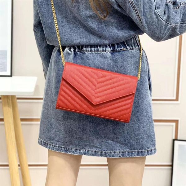 

1168-1 classic caviar lambskin evening bag v line thread with cover envelope shape gold silver chain crossbody lady small black re283h