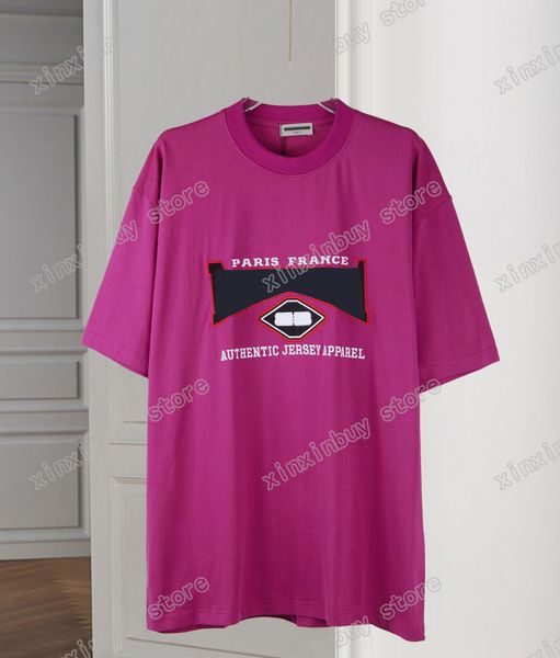 

xinxinbuy men designer tee t shirt paris red letter embroidery short sleeve cotton women red blue white black xs-2xl, Black;brown