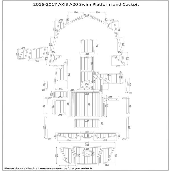 

2016-2017 axis a20 swim platform&cockpit boat eva faux foam teak deck floor pad