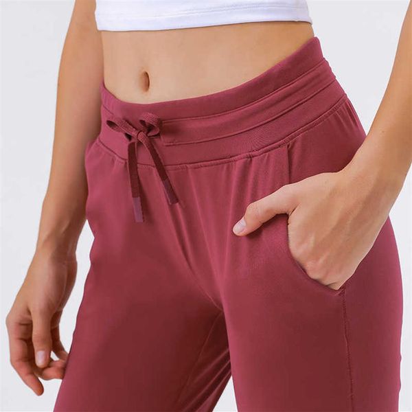 

l-31 women yoga pants slim was thin yoga pants with pockets sport fitness trousers outdoor fashion lady loose straight jogger outf232h, White;red