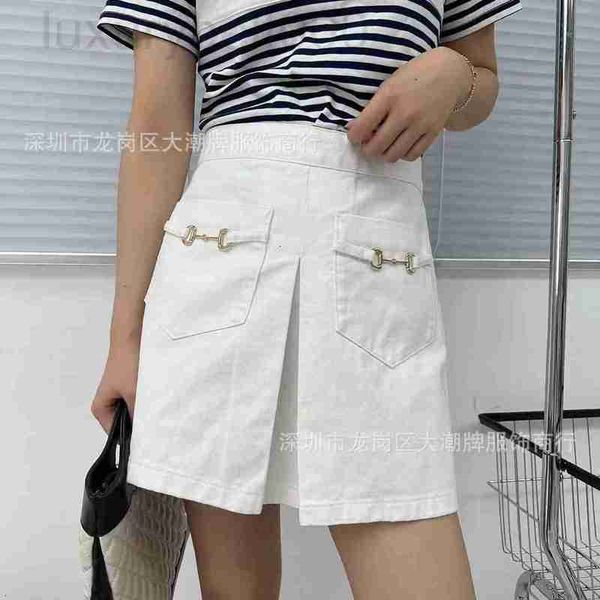 

women's jeans designer 20ss new g front chain link beautiful white skirt vtxc, Blue