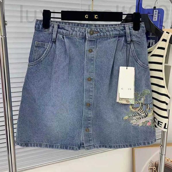 

skirts designer g new embroidery wrap hip a-line denim women summer 9yap, Black
