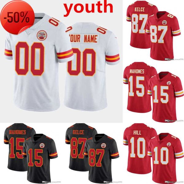 

custom kansas''city''chiefs''men women youth 15 patrick mahomes 87 travis kelce chris jones george karlaftis j, Black;red