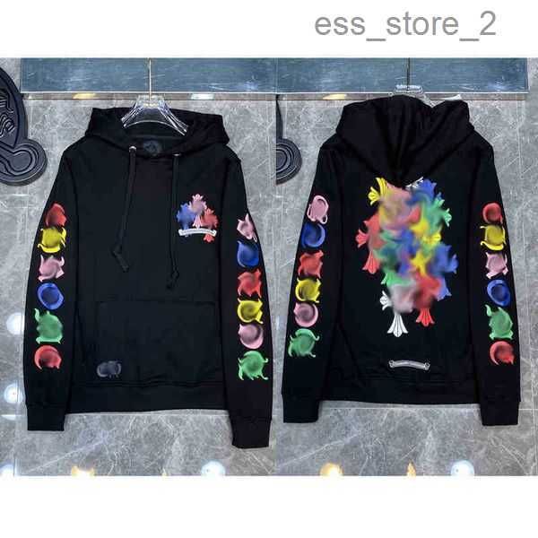 

chfashion mens designer heart sweatshirts classic brand ch loose chromes hoodie horseshoe sanskrit print luxury zipper jacket pullover hoode, Black