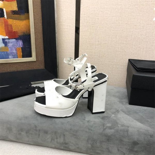 

summer popular women sandals channel luxury brand business dress wedding party leather high heels casual flat slippers 03-031, Black