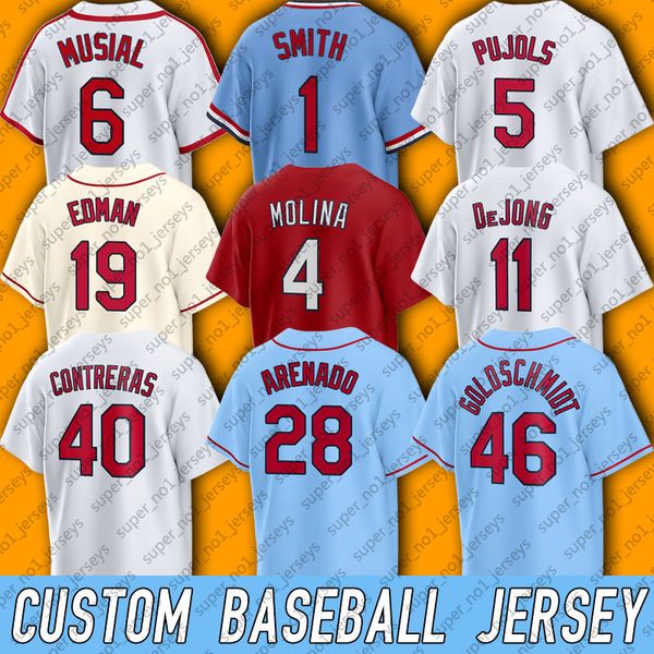 

46 paul goldschmidt baseball jersey nolan arenado willson contreras edman yadier molina jerseys dylan carlson paul dejong brendan donovan st, Blue;black
