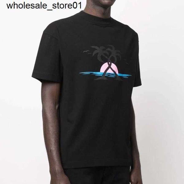 

men's t-shirts designer lake sunset fashion brand short sleeve round neck streetwear t-shirt, White;black