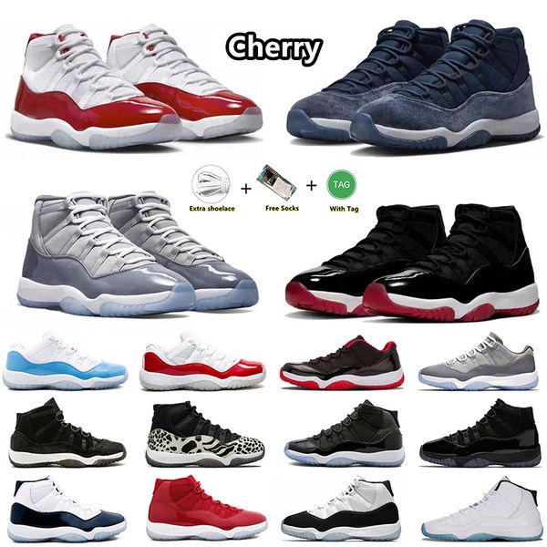 

jumpman 11 basketball shoes cherry midnight navy 11s cool grey bred pure violet cap and gown concord 45 chicago sports sneakers for men spor