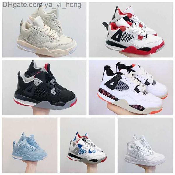 

2022 designer kid sneakers 4 4s kids basketball shoes baby children outdoor sports shoe gym red chicago 4s breathable luxury yayihong, Black