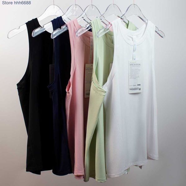 

new trendy yoga brand lu's t shirts 2023 women's suit all tied up sports vest beautiful back fitness loose blouse sleeveless open, White