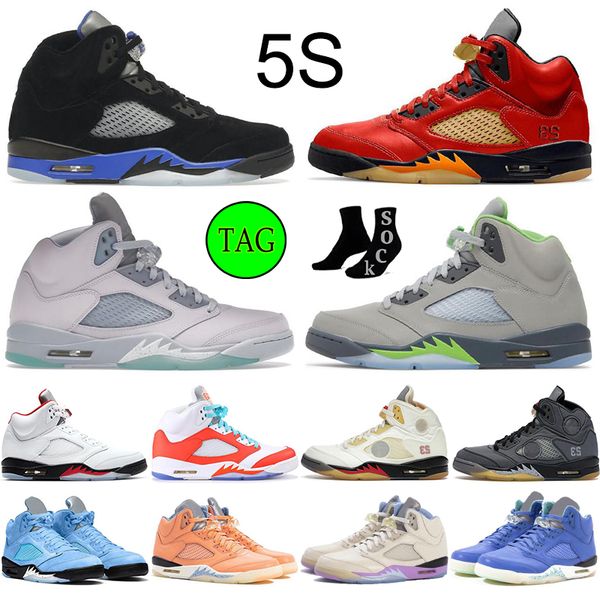 

og 5 5s basketball shoes designer sneakers 5 retro unc raging bull red racer blue green bean fire red shattered backboard easter 2022 3 jump