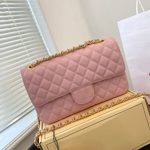 

cc bags luxury brand shoulder bags womens classic double flap bags caviar leather calfskin 6 colors gold/silver metal matekasse chain purse