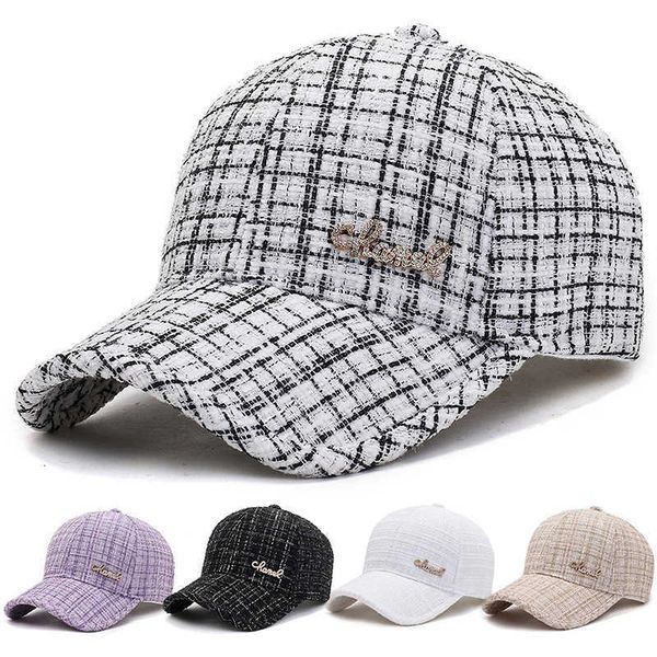 

ball caps 2023 ladies fashion trend casual baseball cap korean style small fresh plaid outdoor riding travel hip-hop sports fit capj230227, Blue;gray