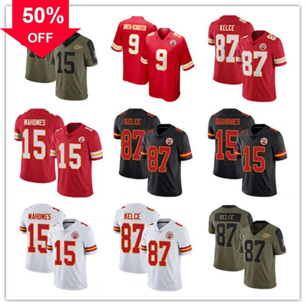 

men women youth kansas''city''chiefs''jersey 15 patrick mahomes 87 travis kelce 9 juju smith-schuster 25 clyde, Black;red