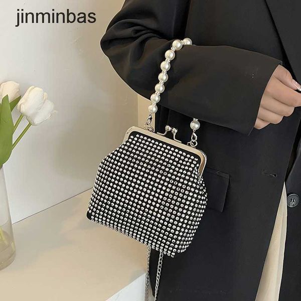 

2023 women's diamond bag 55% discount wholesale retail new bag female personality versatile small square pearl shoulder msenger