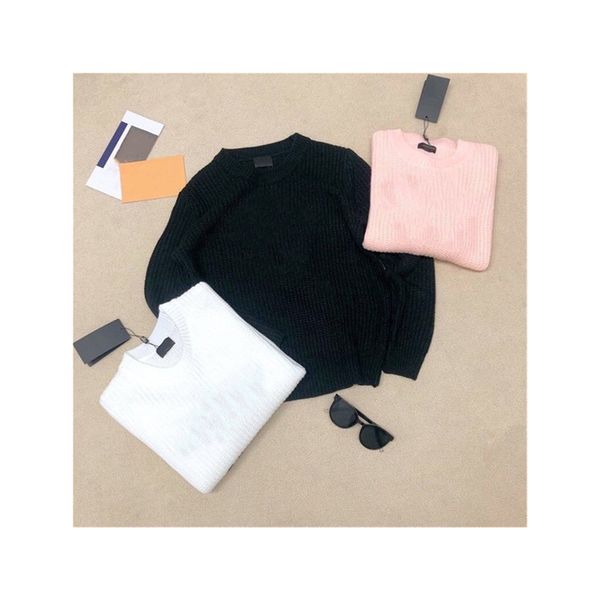 

designer pullover women's sweaters high luxury retro letter jacquard hollowed out crew neck jumper cardigans knitted cashmere sweater w, White;black