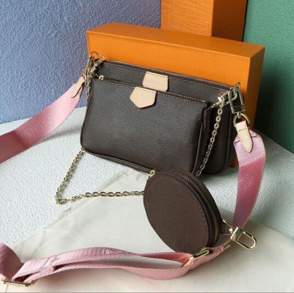 

designer 6colors women shoulder bags multi pochette accessoires pu leather fashion handbags purses flower mini 3pcs set crossbody236i
