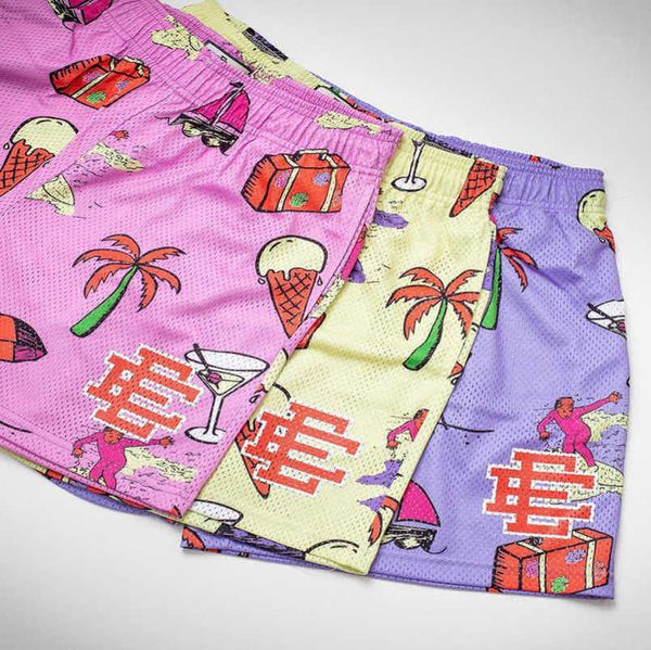 

men's luxury fashion ee shorts eric emanuel basic short new york city skyline men women jog pant fitness run loose sports pants mesh gy, White;black