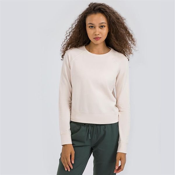 

l-121 thicken warm hoodies relaxed fit sweatshirts yoga outfits women autumn and winter sports coat casual long sleeve shirts231g, White;red