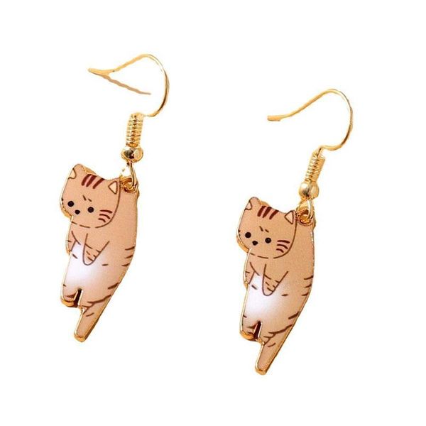 

cartoon small cat kitty metal charm earring for women fashion lovely kitten animal cute simple earrings party birthday jewelry, Golden