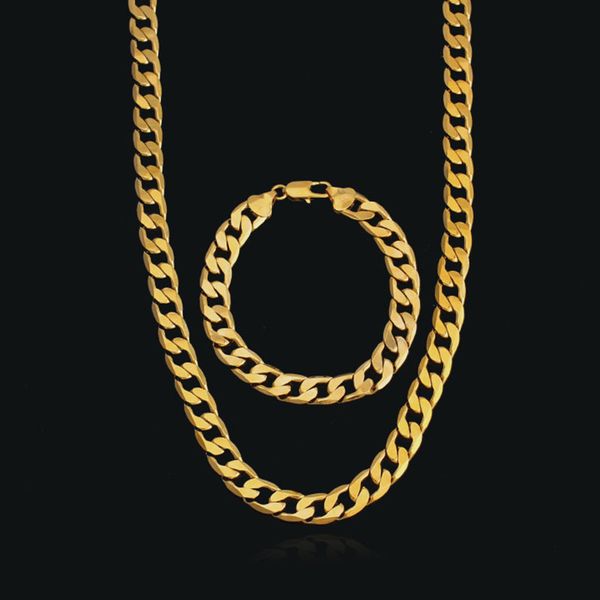 

heavy 10mm solid gold mens x large bracelet necklace 60 chain set, Silver