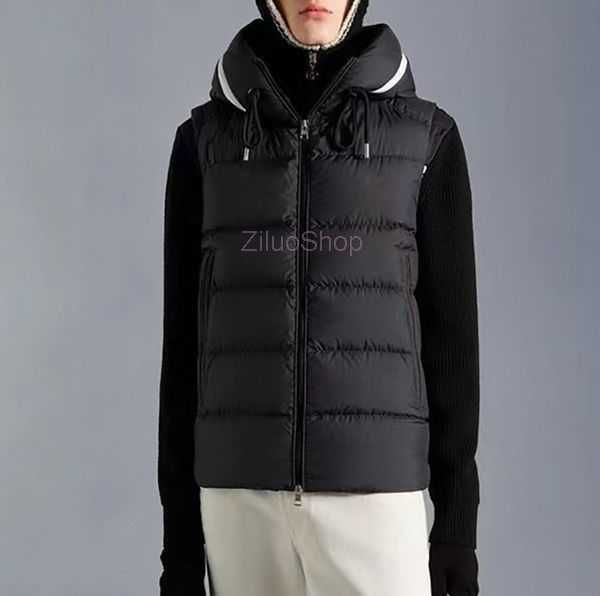 

men fashion vests puffer jacket womens winter down coat designer hooded matte vest parka jackets man casual zipper outerwear classic 0v9z, Black