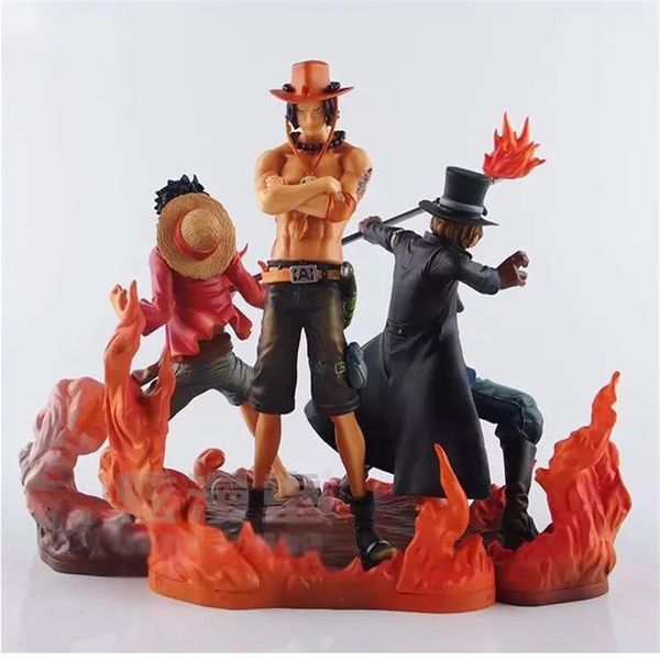 

one piece 3 brothers luffy & ace & sabo figuarts zero boxed action figures pvc anime toys japanese cartoon doll toys1555