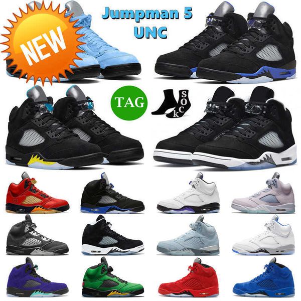 

new jumpman 5 5s men basketball shoes unc green bean concord easter pinksicle raging red aqua racer blue oreo mens trainers sport sneakers, Black