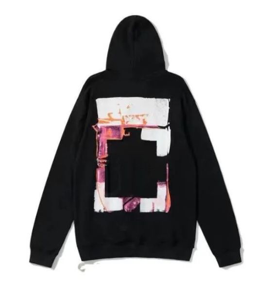

designe hoodie trendy off white hoody hooded sweater painted arrow crow stripe loose style jumper fashion mens and womens coatjqm1off pullov, Black